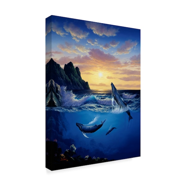 Anthony Casay 'Whales In A Seascape' Canvas Art,14x19